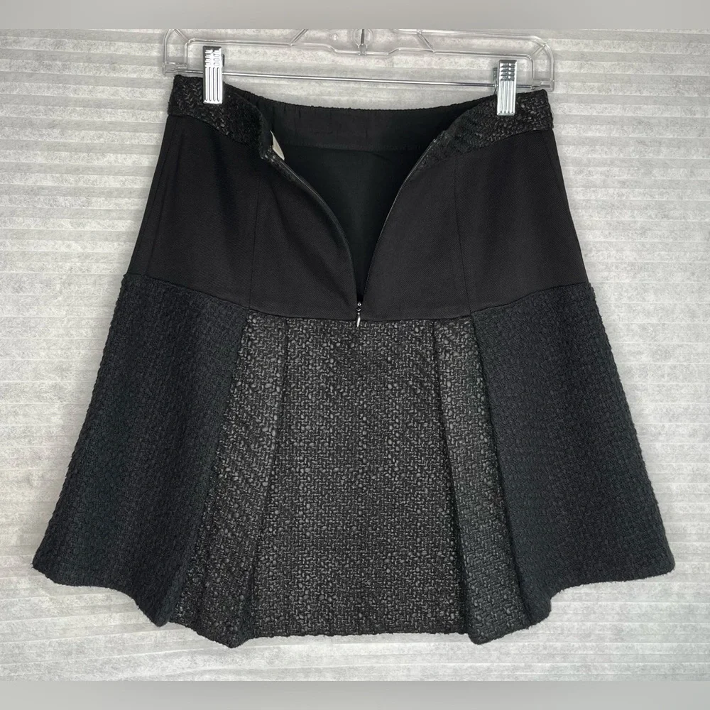 Rebecca Taylor Black Tweed Mini Skirt Size 0 Waist 27 - Picture 4 of 11